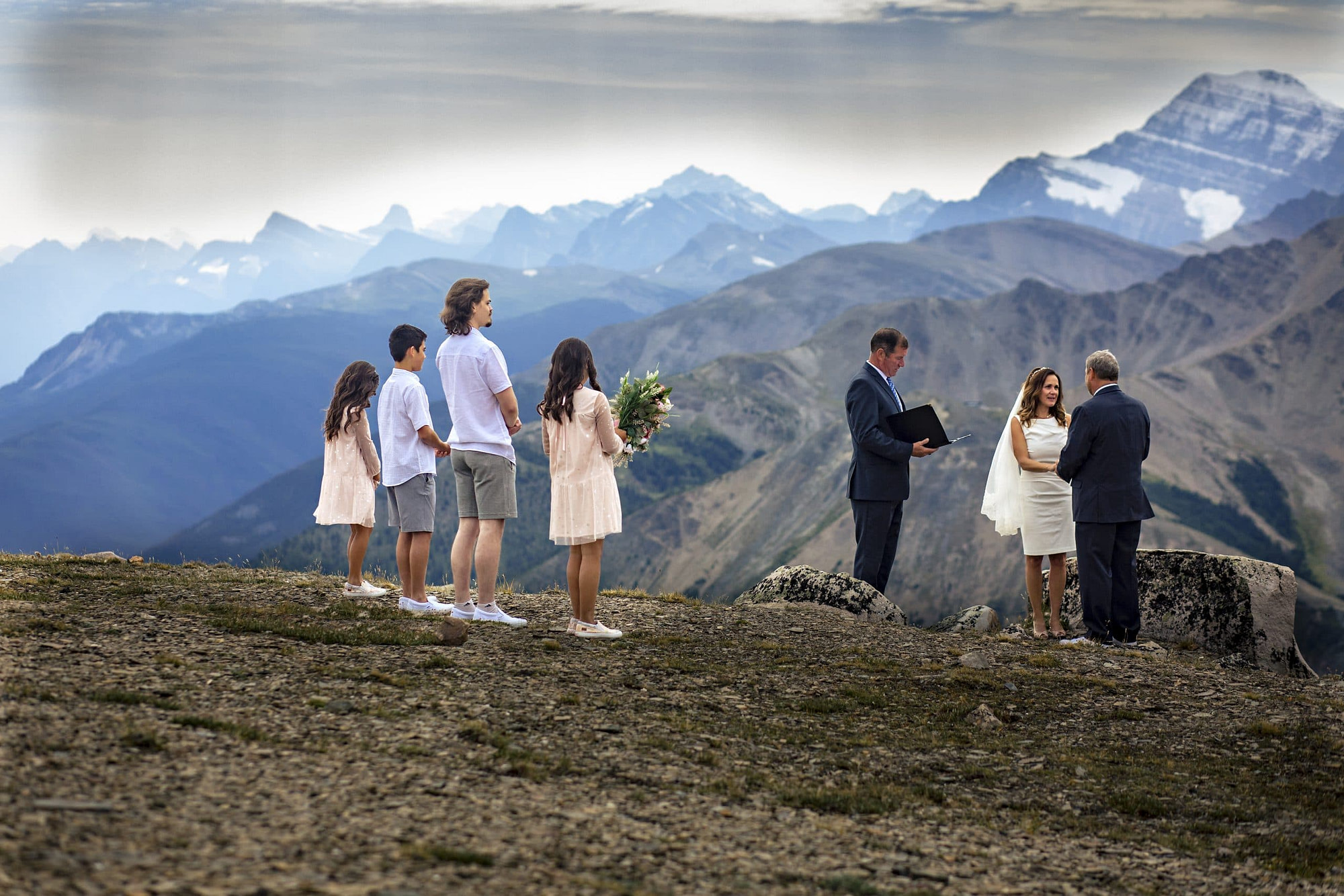 small wedding ceremony on top of Jasper Tramway- elope in Jasper